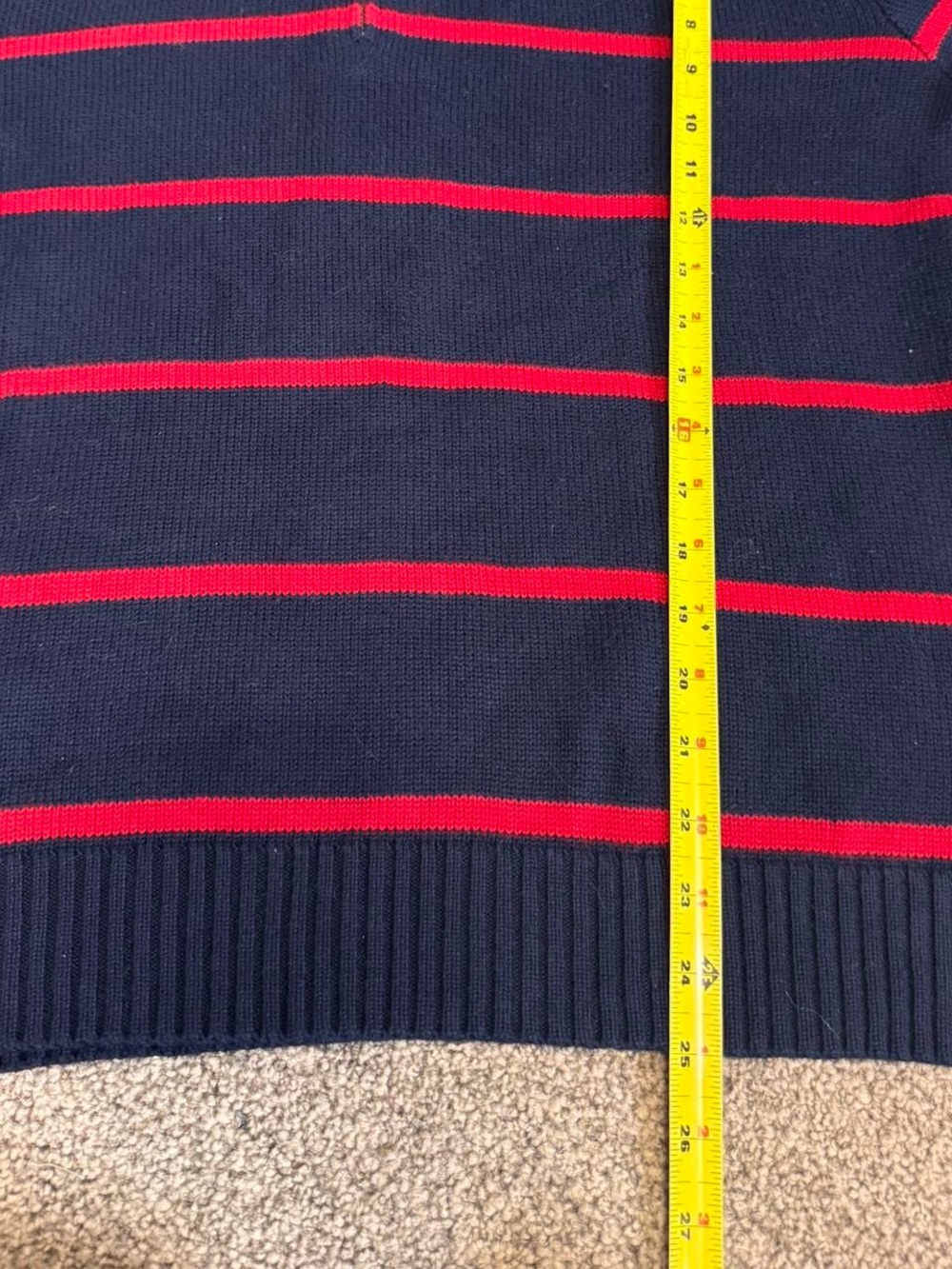 Polo Ralph Lauren vintage navy and red striped quarter zip jumper - Picture 4 of 6